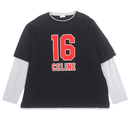 CELINE Long-sleeved T-shirt 2X87E671Q cotton Black Grey 16 Skater Cotton Jersey Tee XL