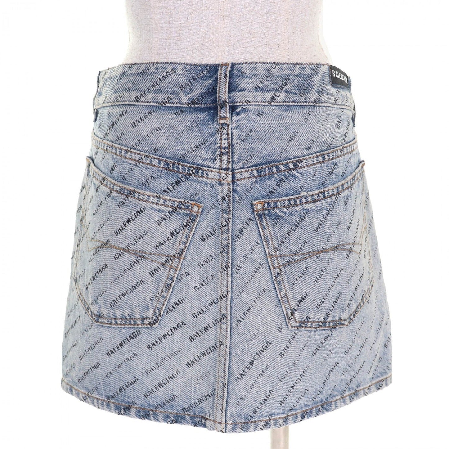 BALENCIAGA Mini skirt 744972 cotton Indigo blue 36