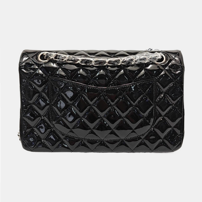 Chanel Classic Flap Medium Black Patent Leather Silver Hardware