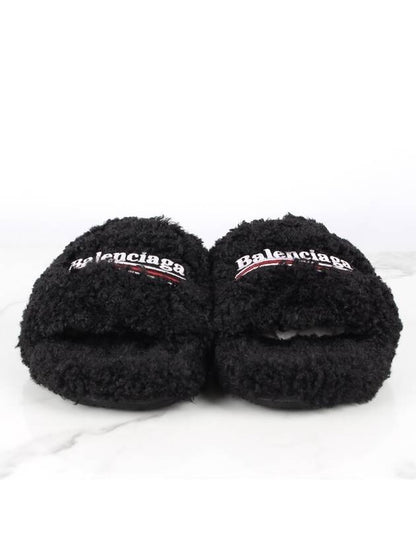 Luxury Balenciaga Trending 2025 Wave logo furry slide 40 255 260