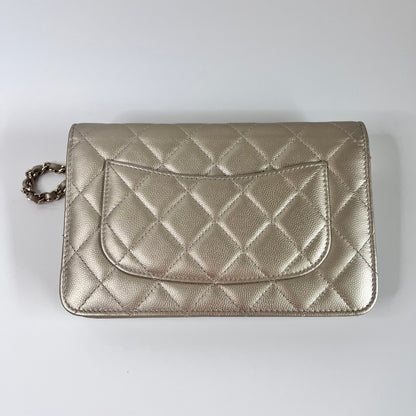 Chanel Wallet On Chains WOC Timeless/ Classic Gold Caviar Leather
