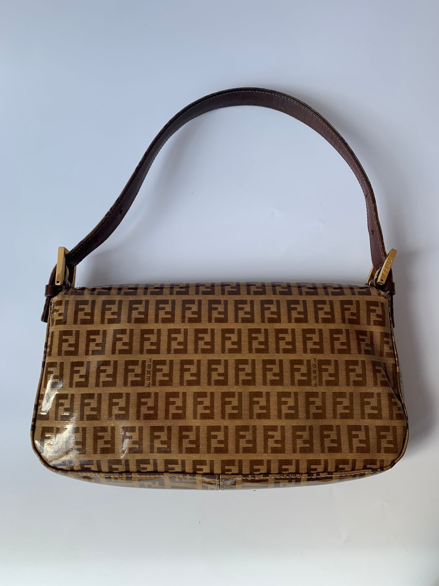 FENDI Baguette Zucchini Print Patent Leather