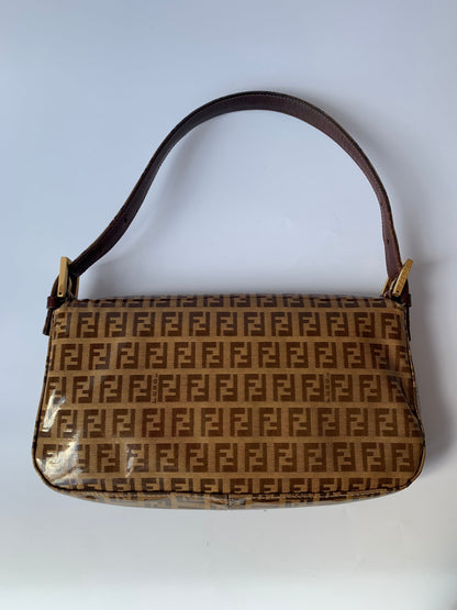 FENDI Baguette Zucchini Print Patent Leather