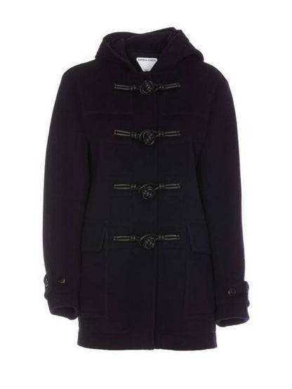 Luxury Bottega Veneta Knot Wool Duffel Coat Navy