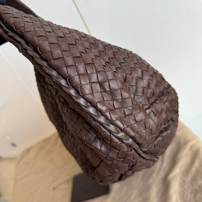 Bottega Veneta Belly Hobo Intreccio Lambskin Leather Dark Chocolate Brown Large 50cm
