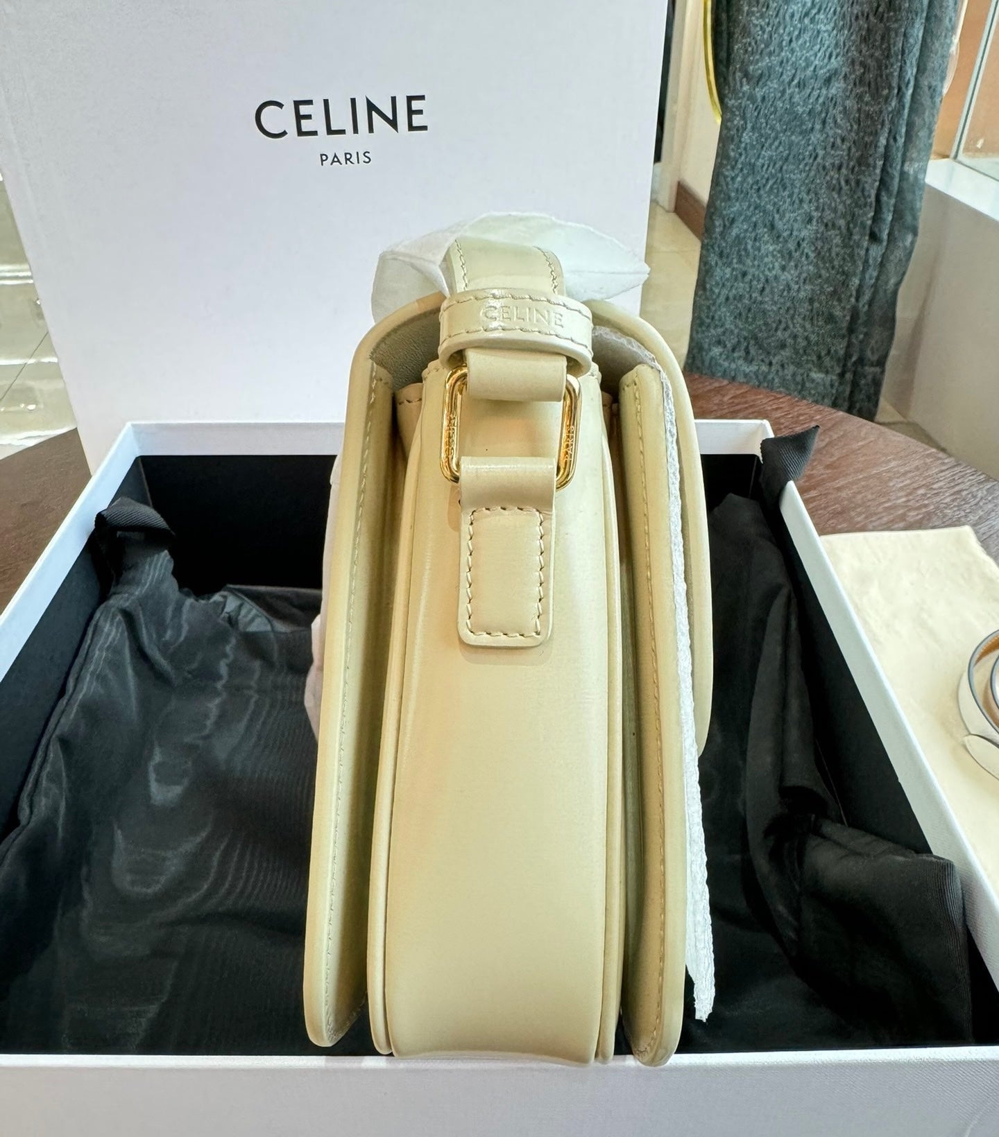 Celine Triomphe Classic Medium Ivory White
