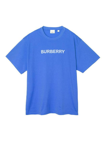 Luxury Burberry Logo-Print Cotton Short-Sleeve T-Shirt Blue