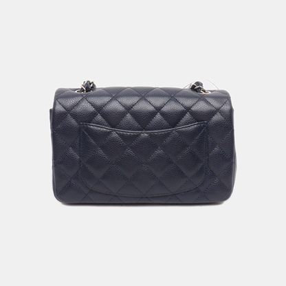 Chanel Classic Flap Rectangular Mini Navy Caviar Leather Silver Hardware 2013-14