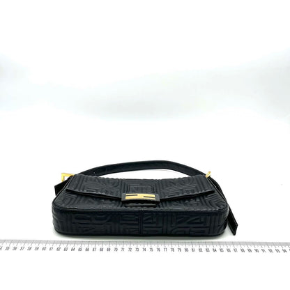 Fendi Baguette 1997 Re-edition 3D Embossed Black Leather Shoulder bag