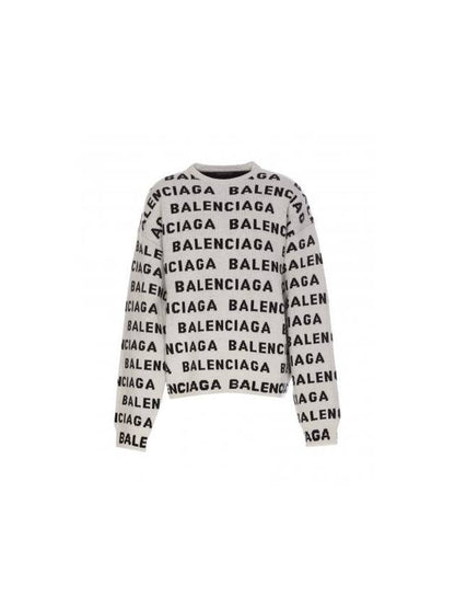 Luxury Balenciaga Trending 2025 All-Over Logo Sweatshirt White