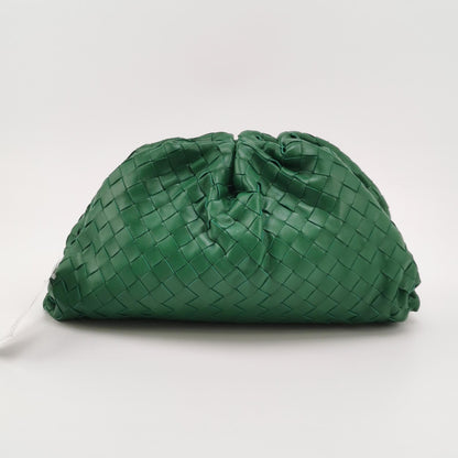 Bottega Veneta Pouch Large Intrecciato Green Calfskin Leather Clutch