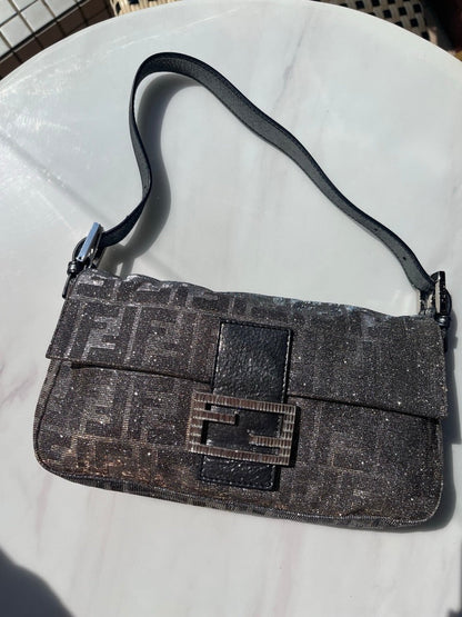 Fendi Baguette Glitter Zucca Print Shoulder bag