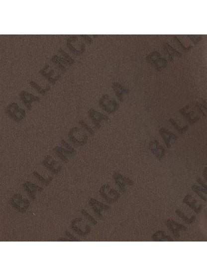 Luxury Balenciaga Trending 2025 All-Over Logo Print Cotton Crop Cardigan Beige