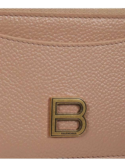 Luxury Balenciaga Trending 2025 Hourglass Gold B Logo Zipper Long Card Wallet Beige