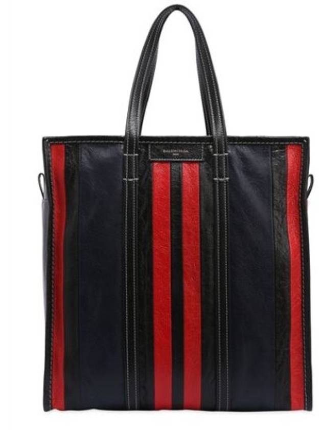 Luxury Balenciaga Trending 2025 Bazar Striped Medium Tote Bag Red Navy