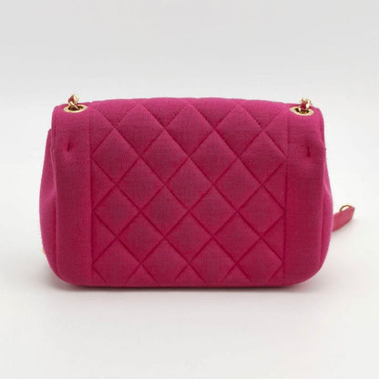 Chanel Mini Chic With Me Flap Bag Cotton Cloth Pink Fuchsia Crossbody Bag