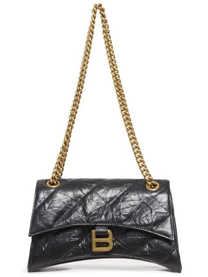 Luxury Balenciaga Trending 2025 Crush Chain Strap Small Leather Shoulder Bag Gold Black