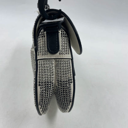 Dior Saddle Mini Beaded Black and White checkered Pattern