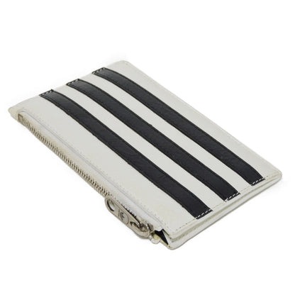 BALENCIAGA Coin case 721896 2IDM6 9160 Calf leather (Wrinkles processing) white Striped Card Case Adidas trefoil logo fragment case mens