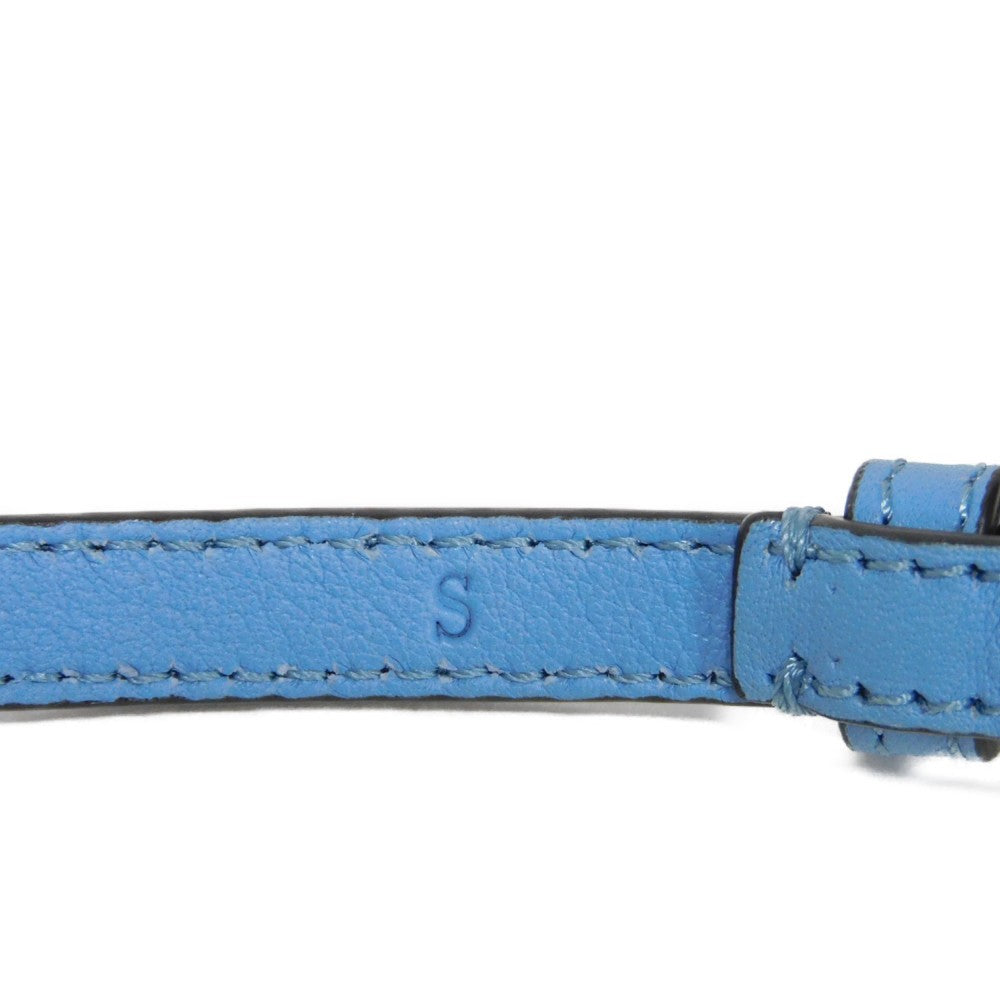 FENDI bracelet Calf leather Light blue S Calfskin Ivory White Double Wrap Double Wrap Good Condition logo engraving Bracelet Bijou Pearl Women