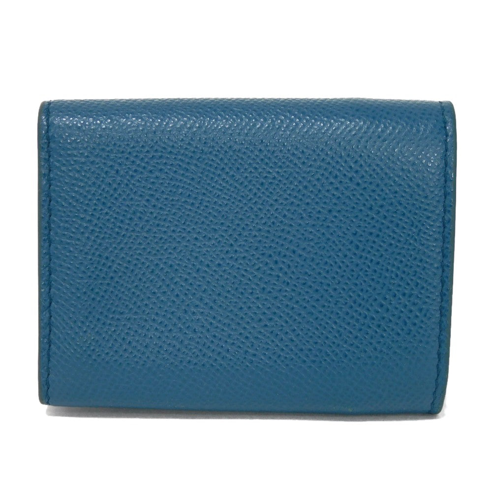 Dior Tri-fold wallet S2084OBAE_M01Z Grained calfskin (embossed) Steel blue Grained Calfskin CD logo 30 Montaigne Compact Wallet unisex(Unisex)