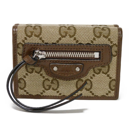 GUCCI Tri-fold wallet 681708 GY5SN 8563 GG canvas x calf leather beige The Hacker Project GG Canvas Balenciaga Neo Classic Compact Wallet unisex(Unisex)