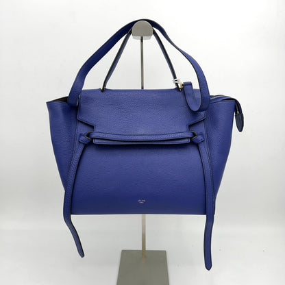 Luxury CELINE Blue Leather Mini Belt Top Handle Bag LA14931