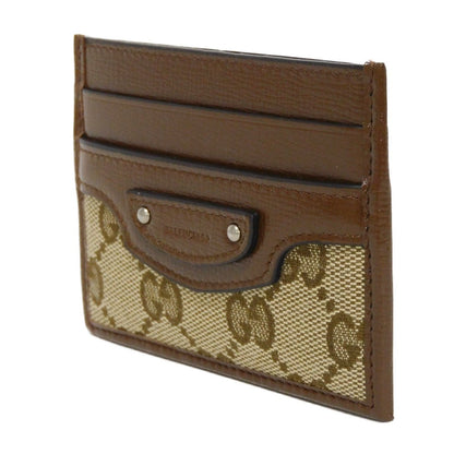 GUCCI Card Case 681709 GY5SN 8563 GG canvas x calf leather beige The Hacker Project GG Canvas Unused Balenciaga Neo Classic Card Holder unisex(Unisex)
