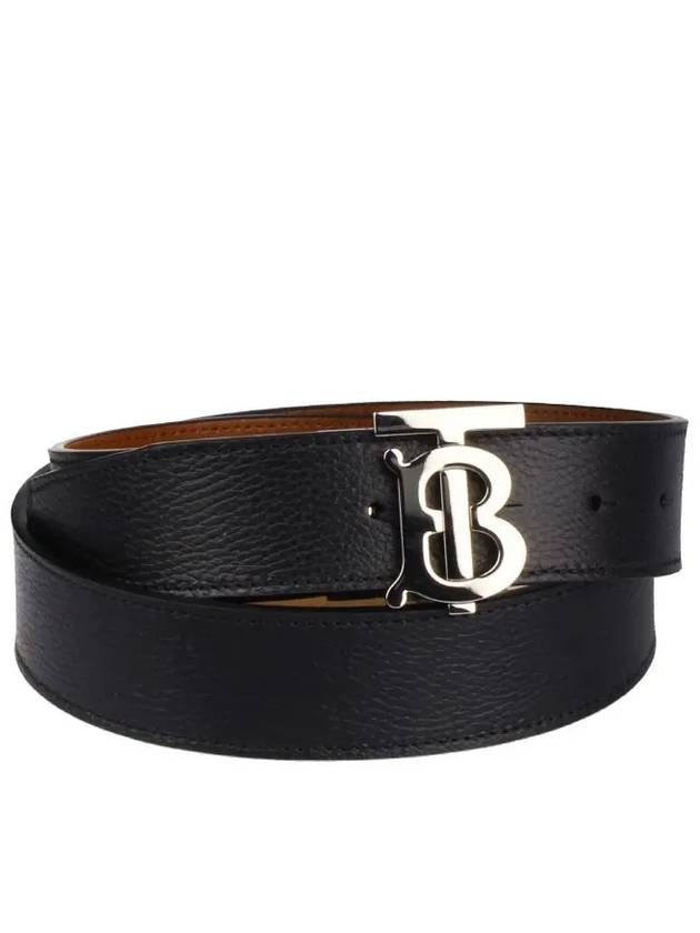 Luxury Burberry Reversible Monogram Leather Belt Black