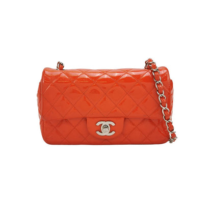 Chanel Classic Flap Square 2014 Orange Patent Leather Bag