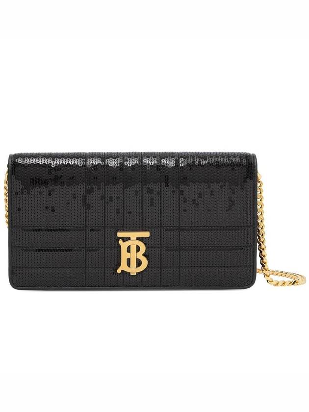 Luxury Burberry WoMen's Lola Sequin Chain Shoulder Bag Black