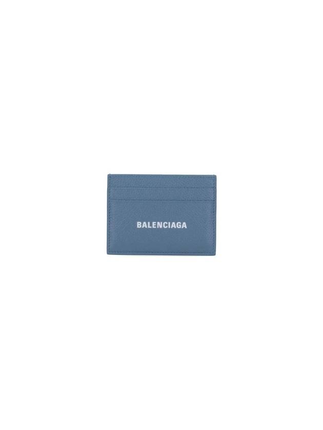 Luxury Balenciaga Trending 2025 Logo Calfskin Card Wallet Blue