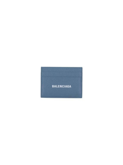 Luxury Balenciaga Trending 2025 Logo Calfskin Card Wallet Blue