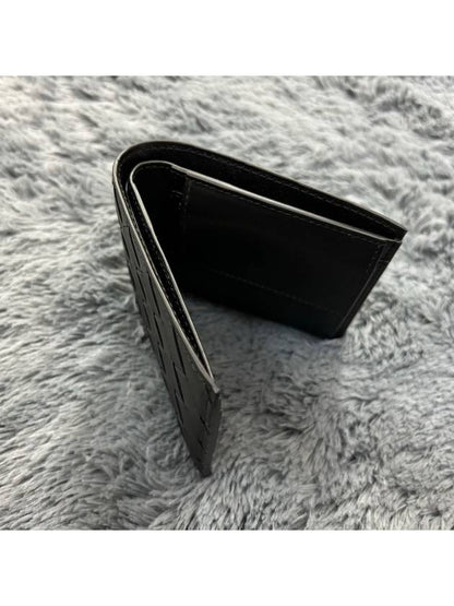 Luxury Bottega Veneta Intrecciato Coin Pocket Bifold Half Wallet Black