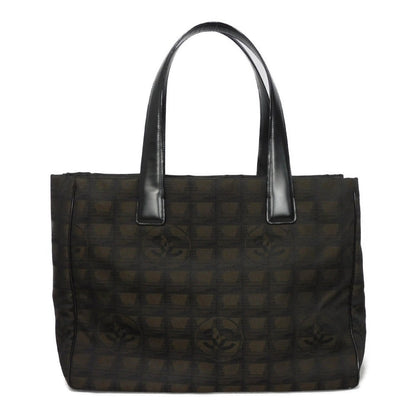 CHANEL Tote Bag A15991 Nylon jacquard x calfskin Brown CC Mark Nylon Jacquard Calfskin 10 Series COCO Mark New Travel Line Tote MM unisex(Unisex)