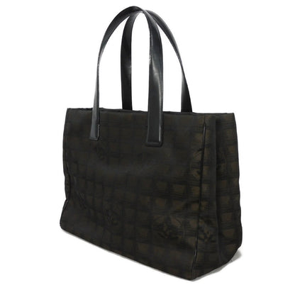 CHANEL Tote Bag A15991 Nylon jacquard x calfskin Brown CC Mark Nylon Jacquard Calfskin 10 Series COCO Mark New Travel Line Tote MM unisex(Unisex)