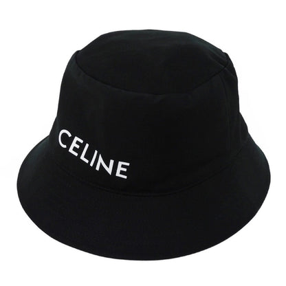 CELINE hat 2AU5B968P.38UB cotton black M 22.8" Gabardine White New logo logo bucket hat unisex(Unisex)