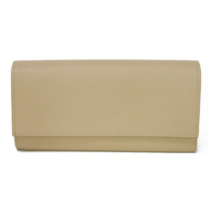 CELINE Long Wallet Purse 10B563BEL.03ND Grained calfskin (embossed) beige Foil Stamped Grain Calfskin Beige Bifold Wallet Long Wallet New logo Large flap wallet mens(Unisex)