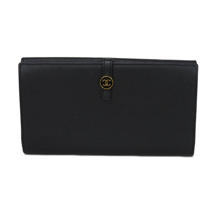 CHANEL Long Wallet Purse A20905 Calfskin (embossed) black Good condition CC mark Calfskin enamel No.9 COCO Mark COCO Button Long Flap Wallet unisex(Unisex)