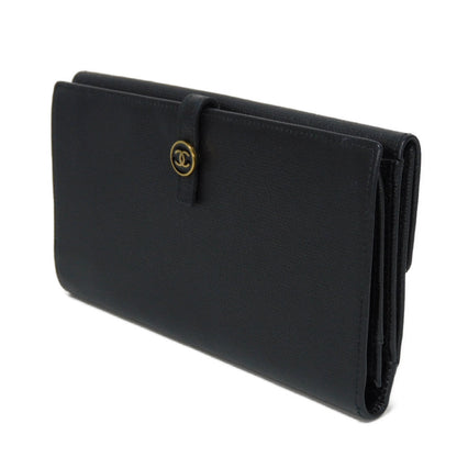 CHANEL Long Wallet Purse A20905 Calfskin (embossed) black Good condition CC mark Calfskin enamel No.9 COCO Mark COCO Button Long Flap Wallet unisex(Unisex)