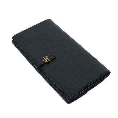 CHANEL Long Wallet Purse A20905 Calfskin (embossed) black Good condition CC mark Calfskin enamel No.9 COCO Mark COCO Button Long Flap Wallet unisex(Unisex)