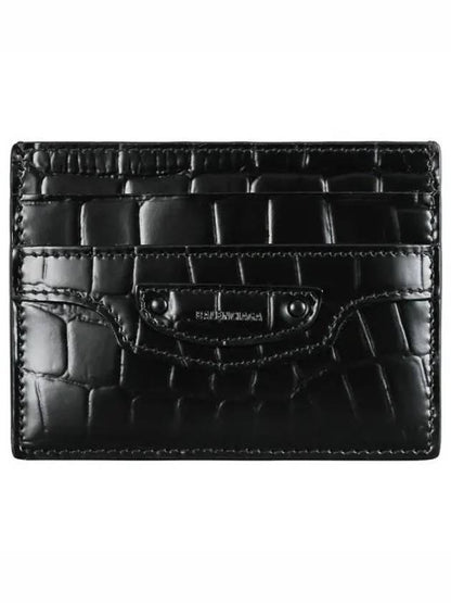 Luxury Balenciaga Trending 2025 Neo Classic Crocodile Effect Card Wallet Black