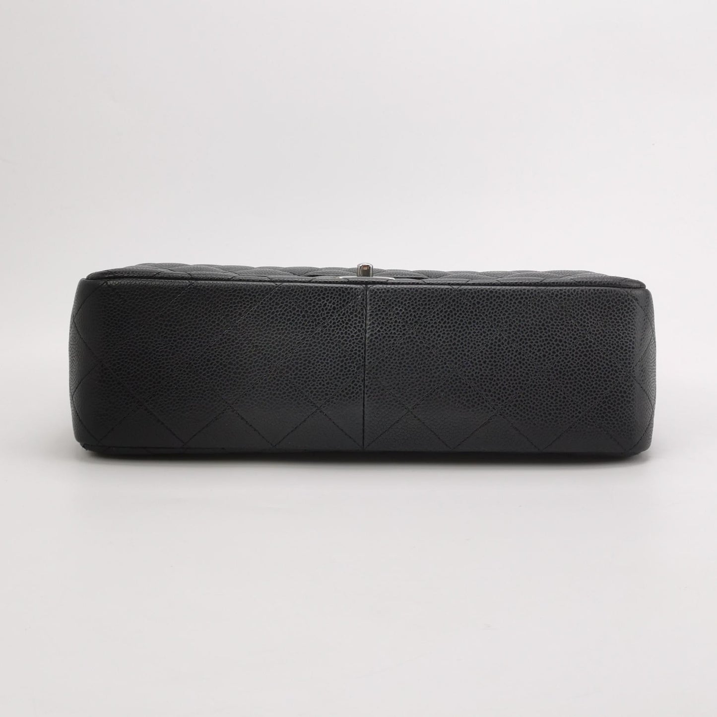 Chanel Classic Flap Jumbo Black Caviar Leather Double Flap Silver Hardware