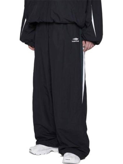 Luxury Balenciaga Trending 2025 Embroidered Logo Nylon Track Pants Black