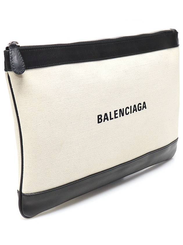 Luxury Balenciaga Trending 2025 420407 Cotton Canvas Navy Clip M Clutch