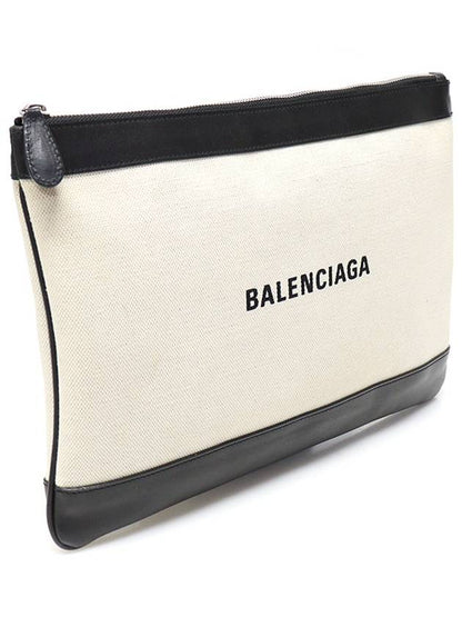 Luxury Balenciaga Trending 2025 420407 Cotton Canvas Navy Clip M Clutch