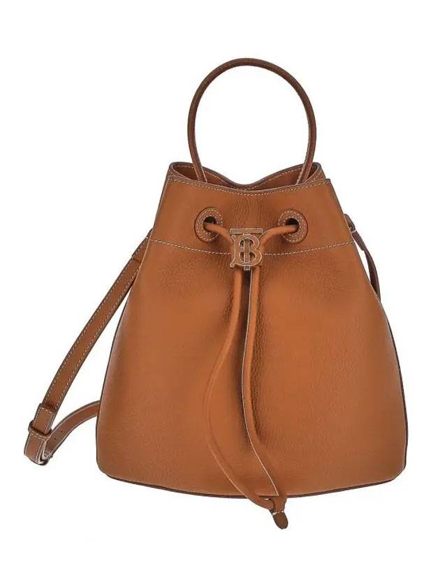 Luxury Burberry TB Logo Leather Small Bucket Bag Brown