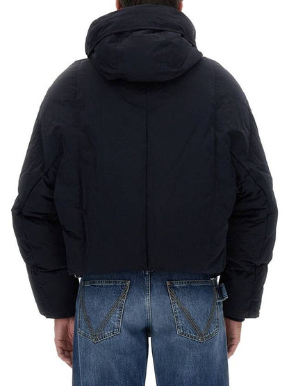 Luxury Bottega Veneta Tech Nylon Puffer Zip Up Jacket Navy
