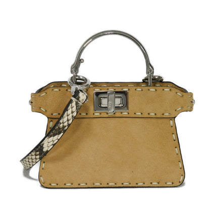 FENDI Handbag 7AS106 suede Brown Snake 2WAY Shoulder Bag in good condition Celeria Peekaboo i see you micro unisex(Unisex)