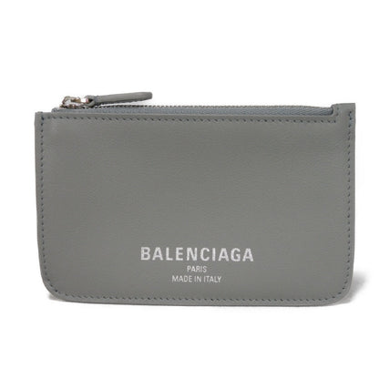 BALENCIAGA Coin case 810902 2ABGG 1181 Smooth scarf skin gray Current Unused New logo foil stamping Cash 2.0 Long Coin and Card Holder unisex(Unisex)